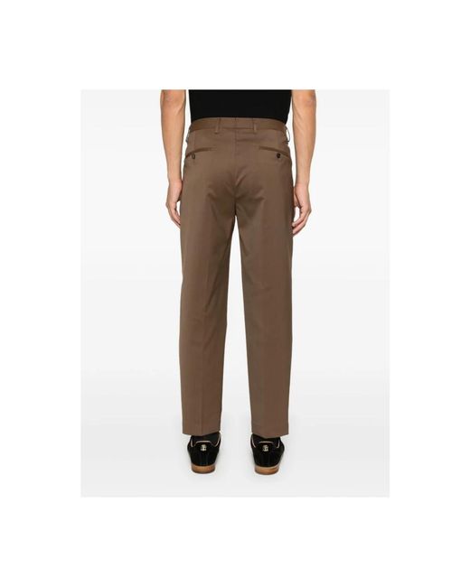 BRIGLIA Brown Straight Trousers for men