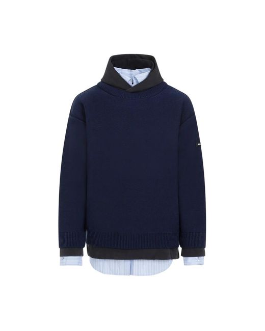 Balenciaga Navy baumwoll-hoodie dreischicht-effekt in Blue für Herren
