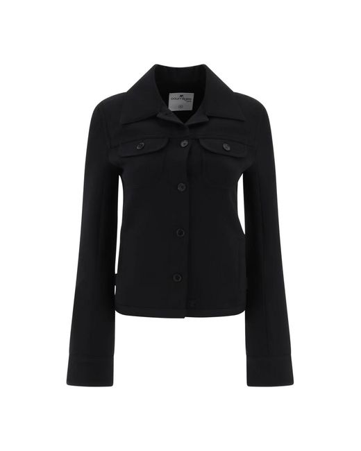 Twill overshirt trucker jacket Courreges de color Black