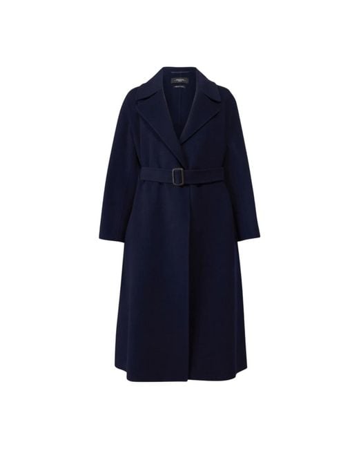Abrigo Largo De Lana Envolvente, Mujer, Talla Weekend by Maxmara de color Blue