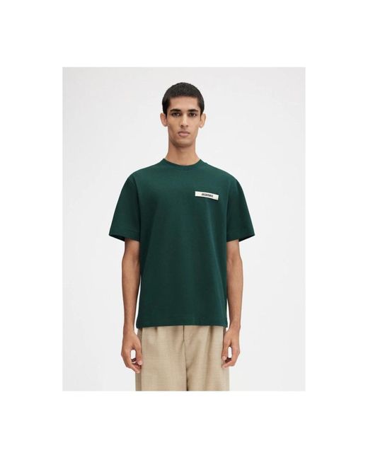Jacquemus Tops ,Groen ,Katoen The Gros Grain T-Shirt in het Green voor heren