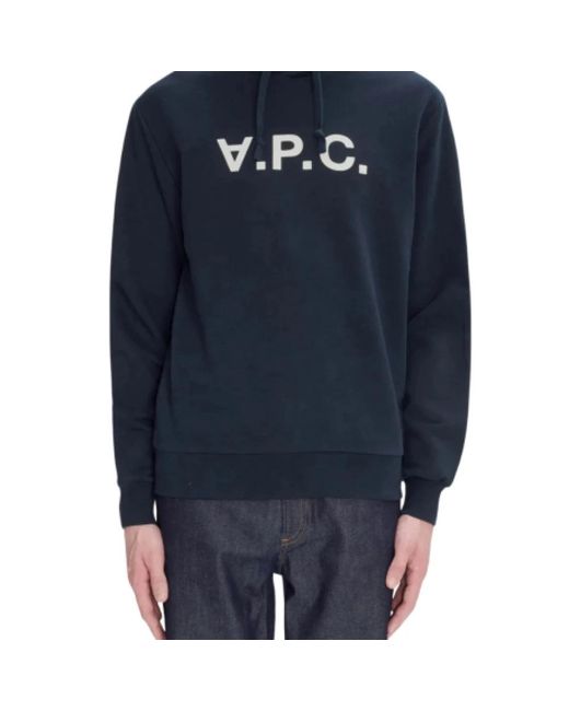 A.P.C. Hoodies & Sweatvesten ,Blauw ,Katoen Velvet Touch Katoenen Hoodie in het Blue voor heren