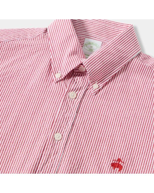 Brooks Brothers Slim fit gestreiftes seersucker-hemd mit knopfleiste,slim fit gestreiftes seersucker hemd mit knopfleiste in Pink für Herren