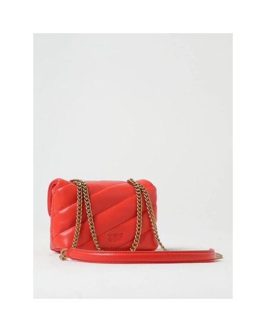 Pinko Red Elegante Love Birds Gesteppte Schultertasche