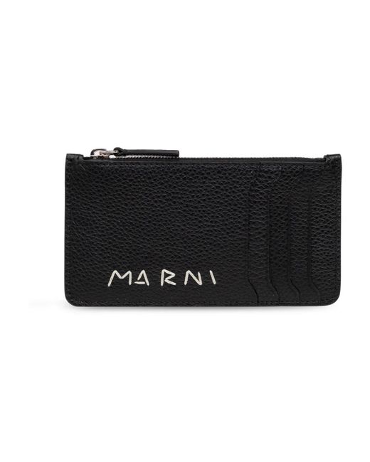 Marni Accessoires ,Zwart ,Leer Leren Kaarthouder in het Black voor heren