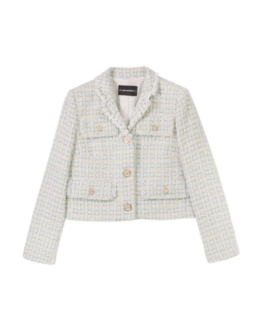 Karl Lagerfeld White Tweed Jackets