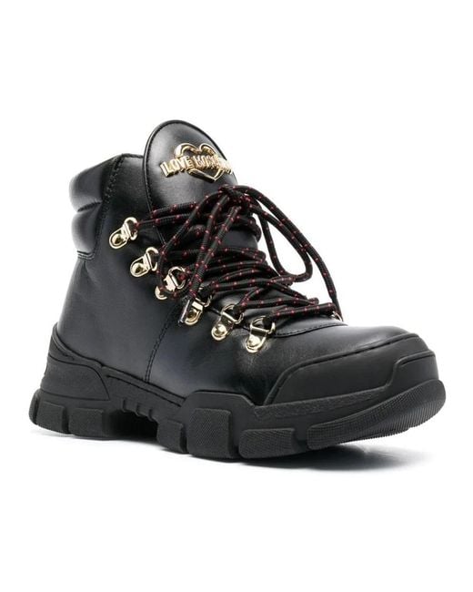 Love Moschino Black Lace-Up Boots