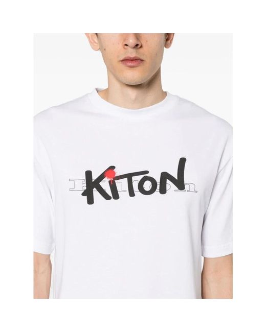 Kiton Baumwoll casual t-shirt in White für Herren