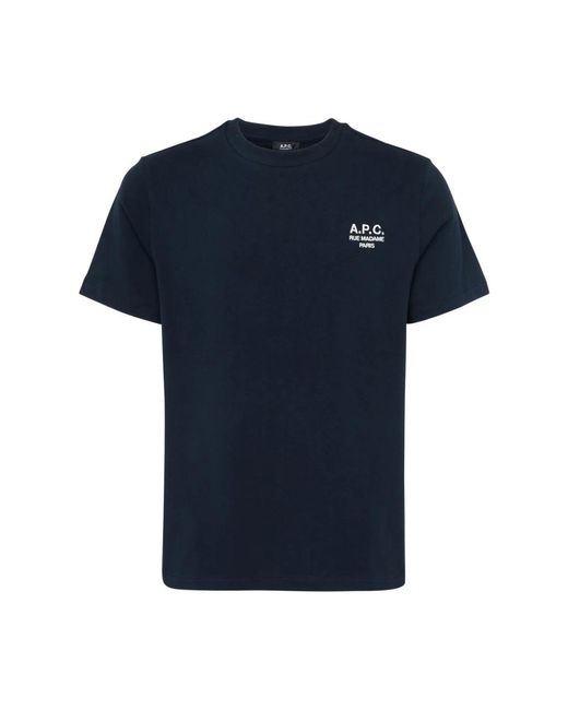 A.P.C. Tops ,Blauw ,Katoen Standard Rue Madame T-Shirt in het Blue voor heren