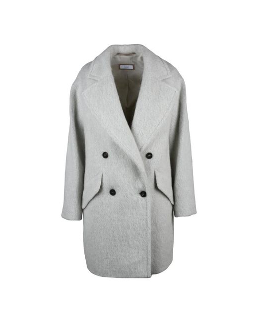 Peserico Gray Double-Breasted Coats