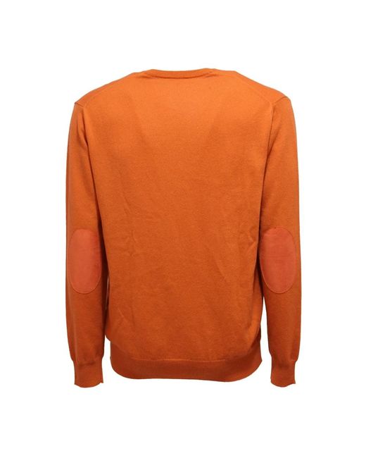 Kangra Orange V-Neck Knitwear for men