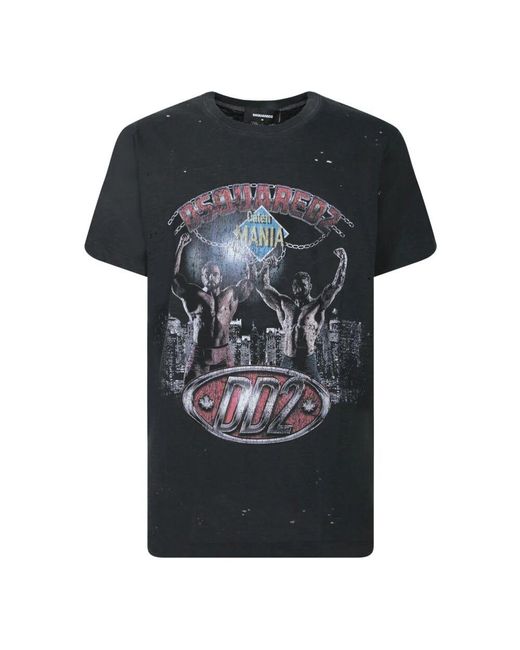 DSquared² Graues T-Shirt Mit Grafikdruck Urbaner Stil in Black für Herren