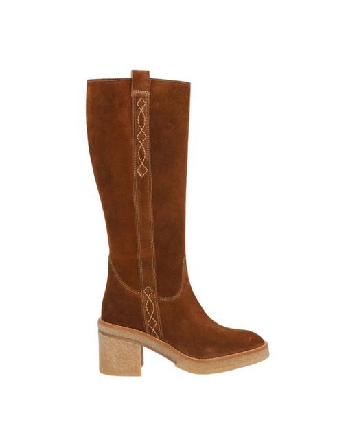 Alpe Brown Stiefelette aus braunem veloursleder