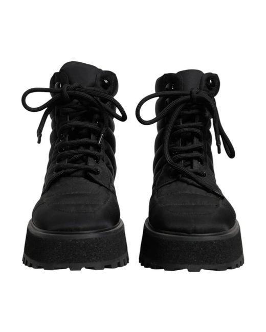 Dolce & Gabbana Black Lace-Up Boots for men