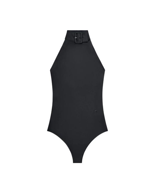 Courreges Black Buckle Tech Crepe Bodysuit