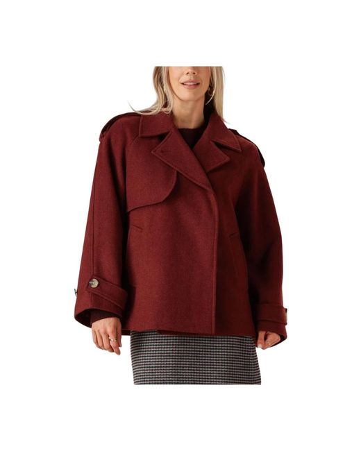Modström Jassen ,Rood ,Polyester Bordeaux Rode Jas Voor Vrouwen in het Red