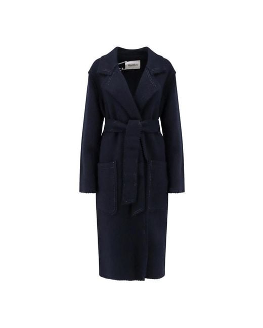 Max Mara Blue Belted Coats