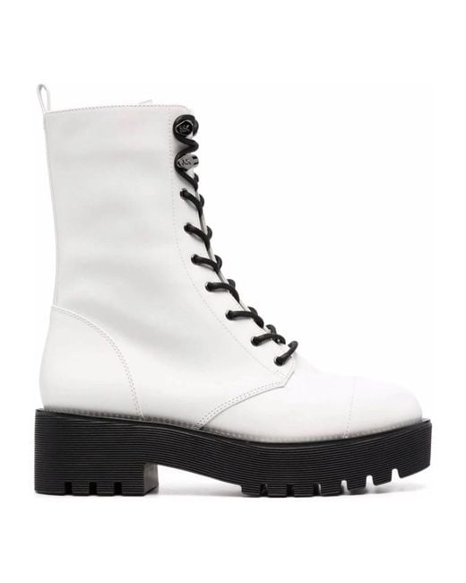 Michael Kors White Lace-Up Boots