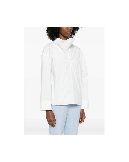 Soeur Overhemden ,Wit ,Funnel Neck Blouse in het White