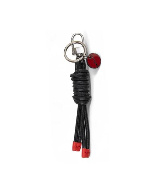 Kiton Accessoires ,Zwart ,Leer Leren Sleutelhangers Met Gevlochten Touw in het Red voor heren