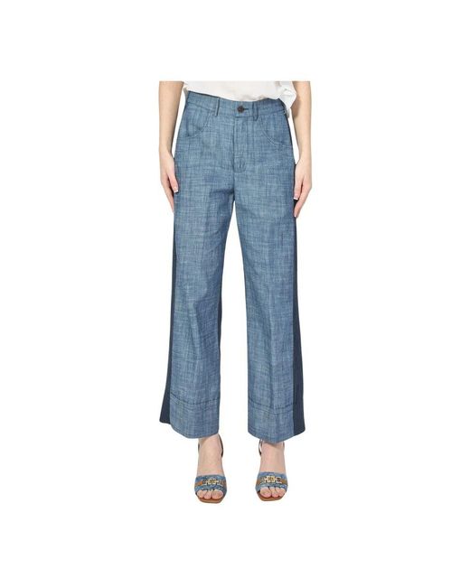 ALESSIA SANTI Blue Zweifarbige Blaue Hose