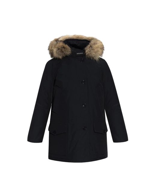 Woolrich Jassen ,Blauw ,Hooded Down Jacket in het Blue