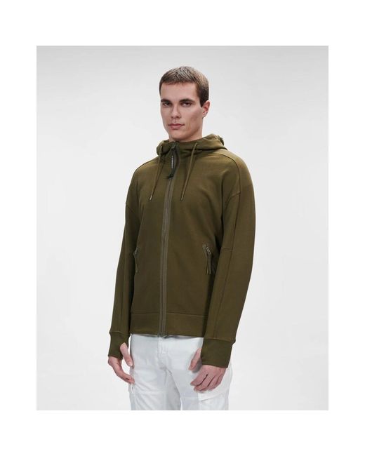 C P Company Diagonal fleece goggle hoodie in Green für Herren