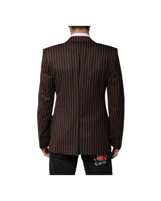Dolce & Gabbana Gestreepte Single Breasted Wollen Blazer in het Black voor heren