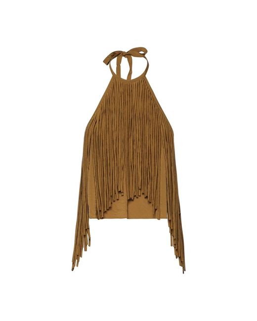 Pinko Brown Sleeveless Tops