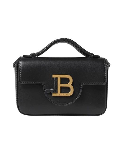 Balmain Black Mini Leder Tophandle Tasche