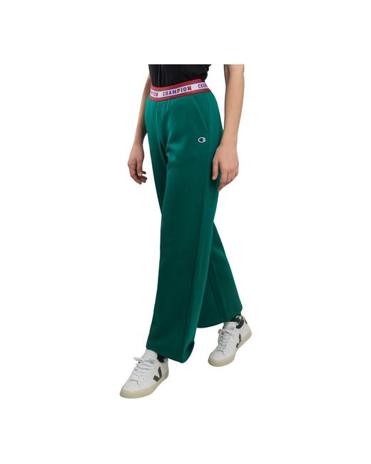Champion Broeken ,Groen ,Katoen Groene High Waist Relaxte Trainingsbroeken in het Green