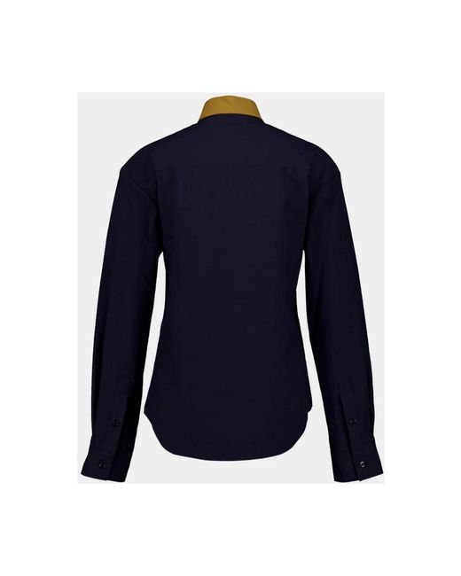 Colville Blue Geometrisches Colorblock Baumwollhemd