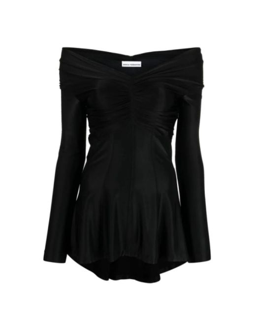 Rabanne Overhemden ,Zwart ,Luxe Off-Shoulder Blouse in het Black