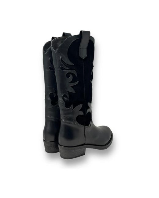 Via Roma 15 Black Cowboy & Biker Boots