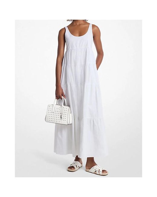 Michael Kors Kleedjes ,Wit ,Katoen Gerimpelde Witte Zomerjurk in het White