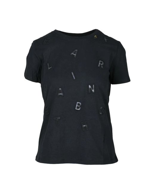 Elisabetta Franchi Black Baumwoll-T-Shirt Mit Einzigartigem Stil