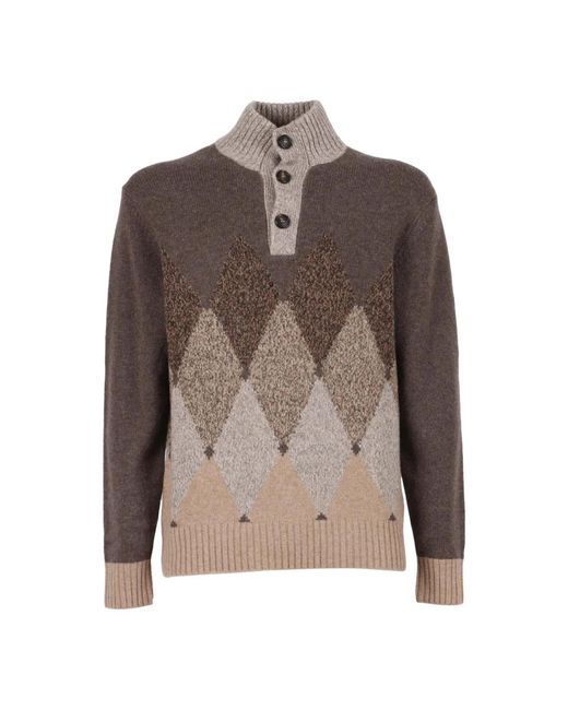 Ballantyne T Neck Pullover Button in het Brown voor heren
