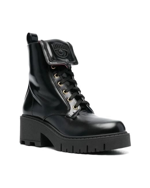 Chiara Ferragni Black Lace-Up Boots