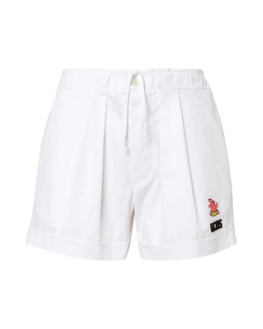 Gcds Logo-Patch Katoenen Shorts in het White