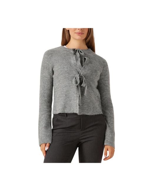 Object Truien & Vesten ,Grijs ,Polyester Grijze Gebreide Vest Voor Vrouwen in het Gray