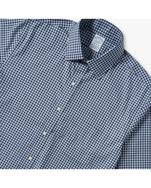 Brooks Brothers Blaues navy gingham regular fit non-iron hemd mit ainsley-kragen in Blue für Herren