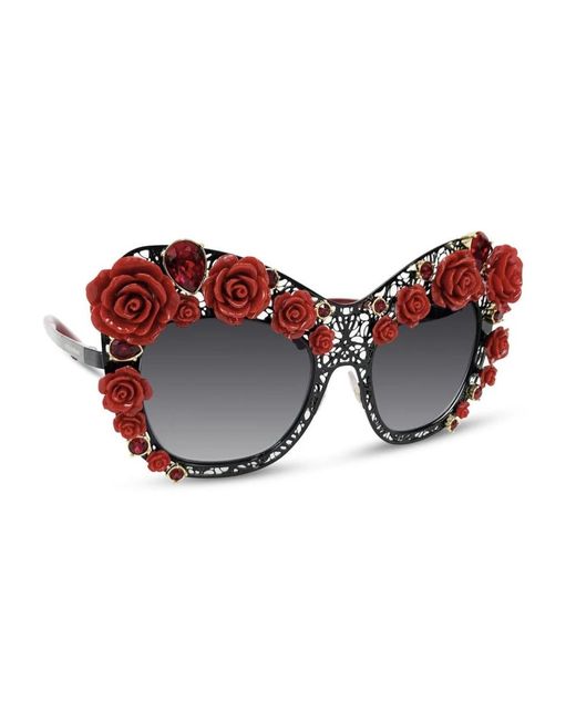 Dolce & Gabbana Red Rose Cat-eye Sunglasses