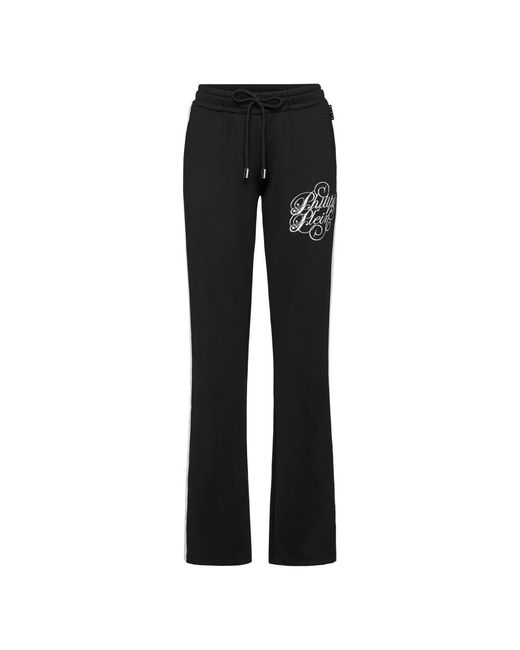 Philipp Plein Broeken ,Zwart ,Polyester Joggingbroek Signature in het Black