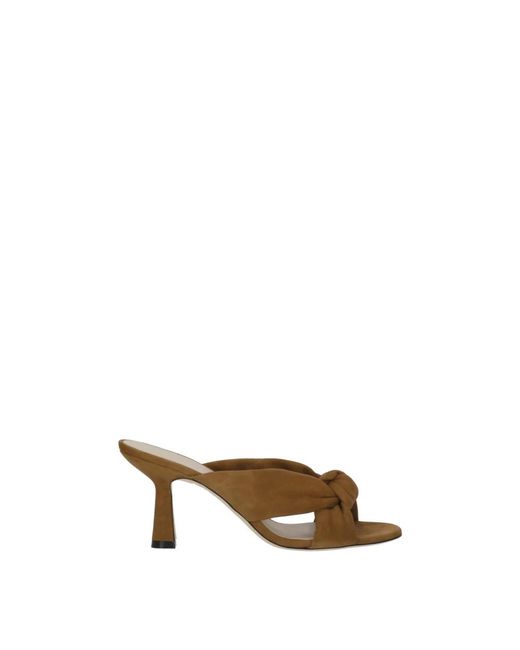 Stuart Weitzman Natural Heeled Mules