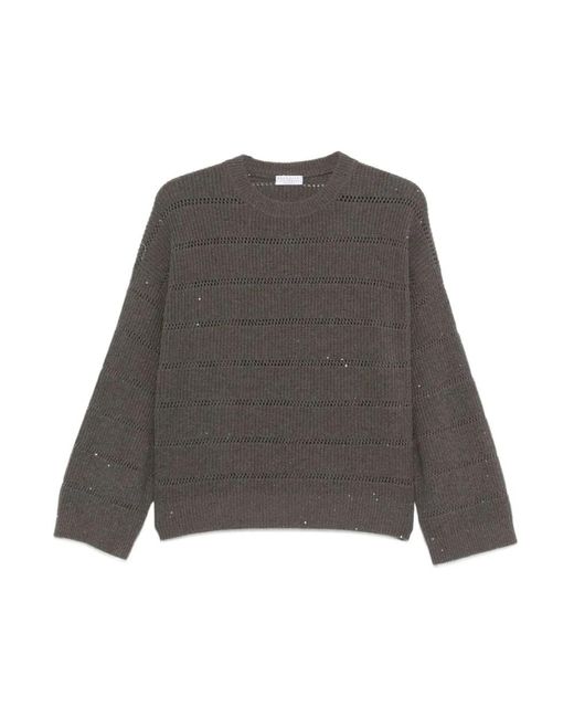 Brunello Cucinelli Paillet Sweater Stijlvolle Mode in het Gray