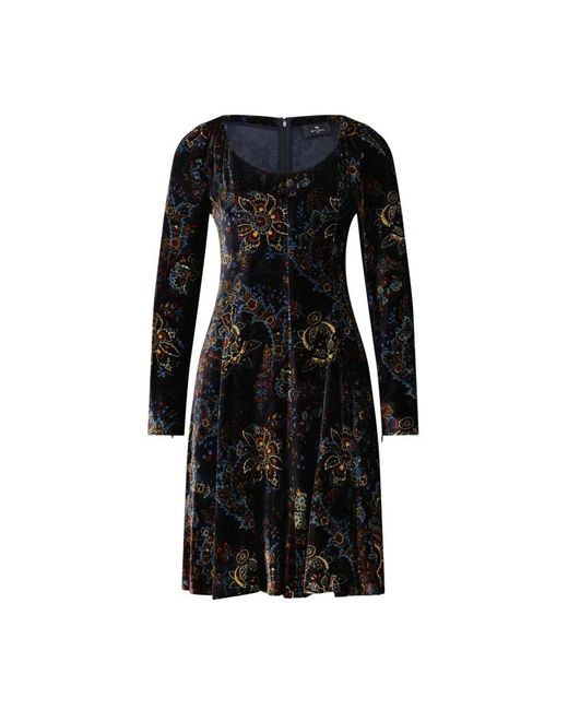 Etro Black Midikleid Aus Samt