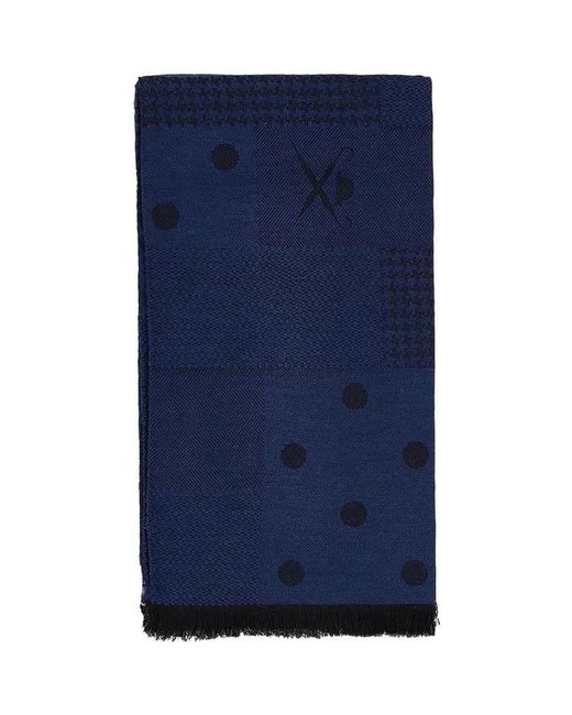 Hackett Patchwork Logo Sjaal in het Blue voor heren
