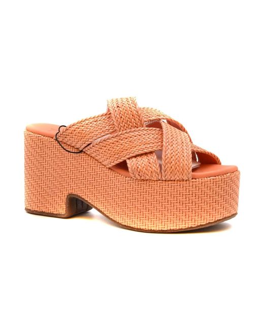 THEMOIRÈ Orange Heeled Mules