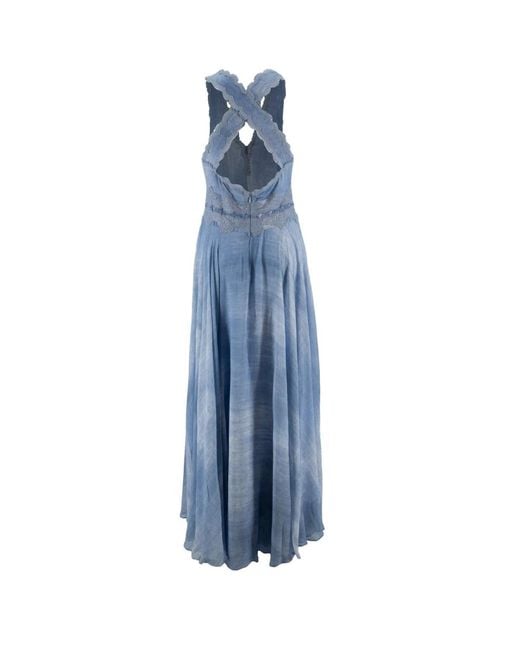 designer blue lace dress SEA NY Arianna Lace Short Sleeve Midi Dress in Blue – Hampden Clothing main image 1
