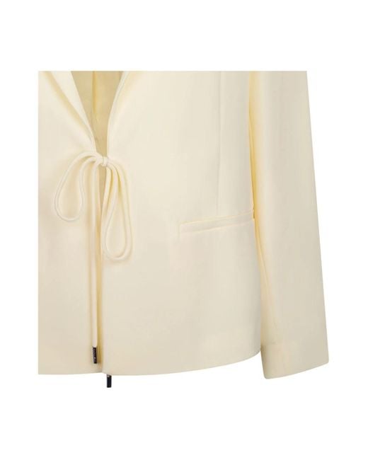Calvin Klein Natural Gelber twill-blazer mit schleifenverschluss